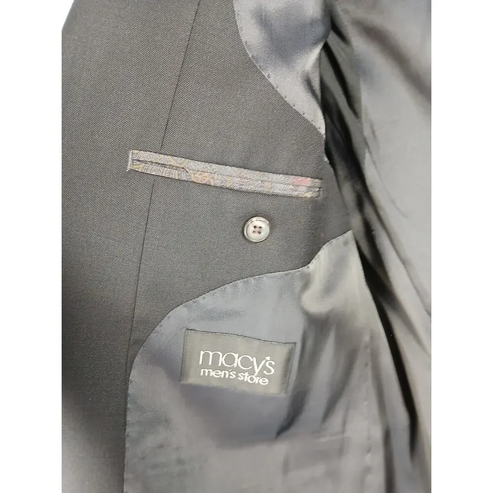 Lauren Ralph Lauren Suit Jacket Men’s 46R Solid Black Wool Blazer Black RN69456